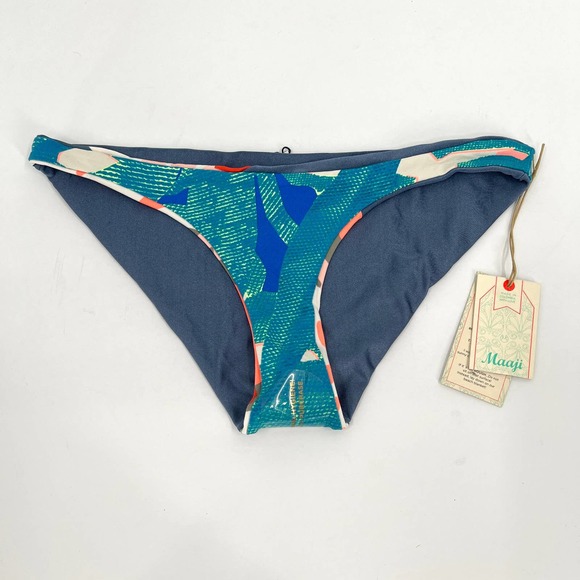 MAAJI Swimsuit Womens Medium Blue Orange Crystal Cavern Bikini Bottom Reversible - Picture 6 of 10